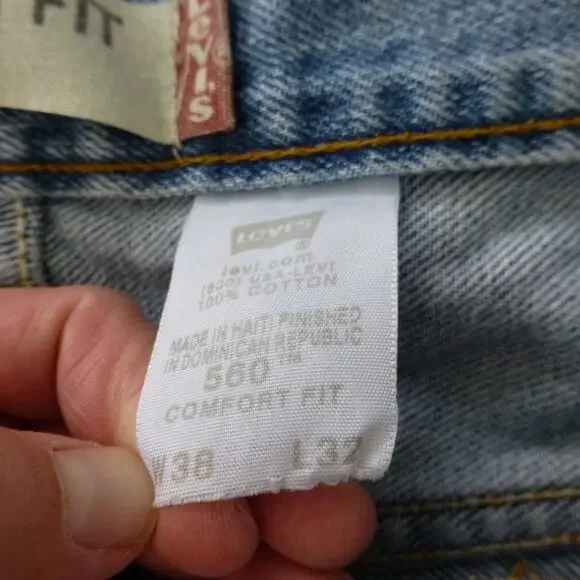 Levis 560 Jeans Mens 36x30 Comfort Light Wash 90s Tapered Baggy Dad Classic